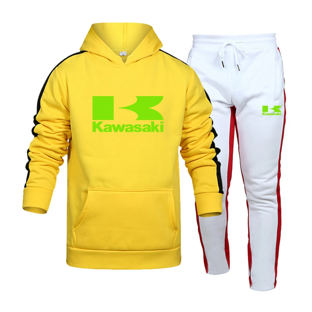 

Kawasaki 2022 spring and autumn new men's sports outdoor suit hooded sweater and casual pants fashion trend 2-piece set