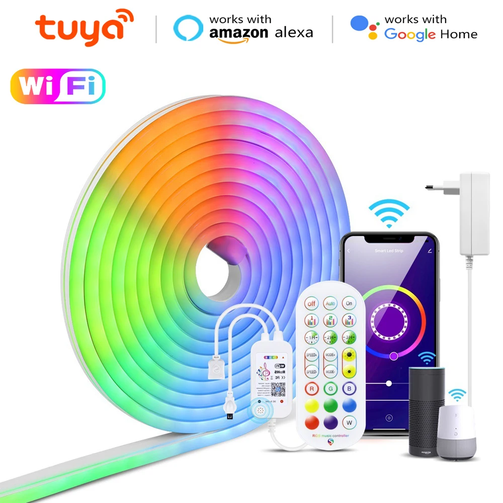 

Светодиодная неоновая лента с управлением через Wi-Fi и Bluetooth, 12 В