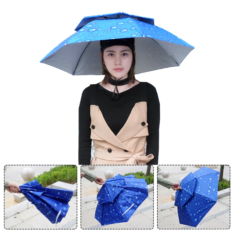 

Sunshade Headwear Umbrella Hat Foldable Double-Layer UV Protection Sunscreen Beach Hiking Fishing Camping Equipment Outdoor Tool