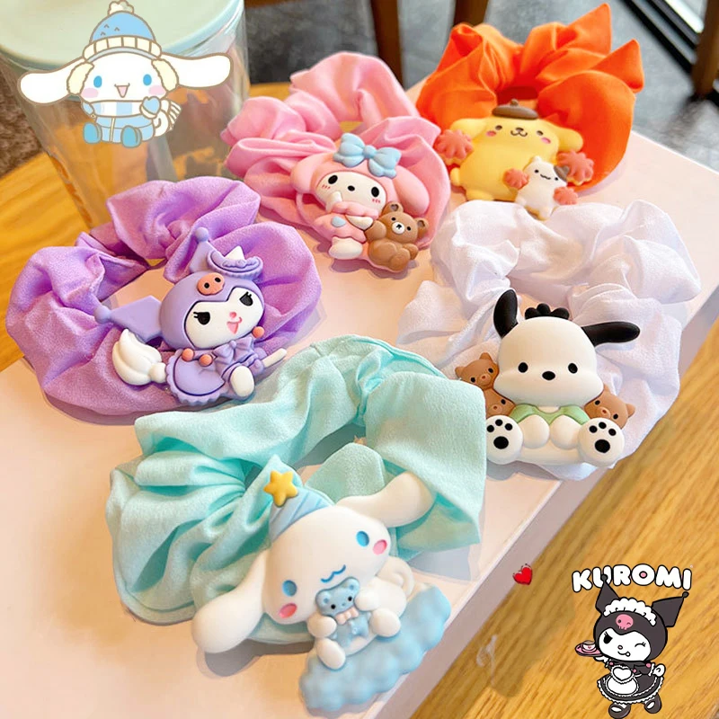 

Kawaii Sanrio Kuromi резинка для волос My Melody Cinnamoroll мультяшная резинка для волос эластичная резинка для волос для девушек милые аксессуары для волос
