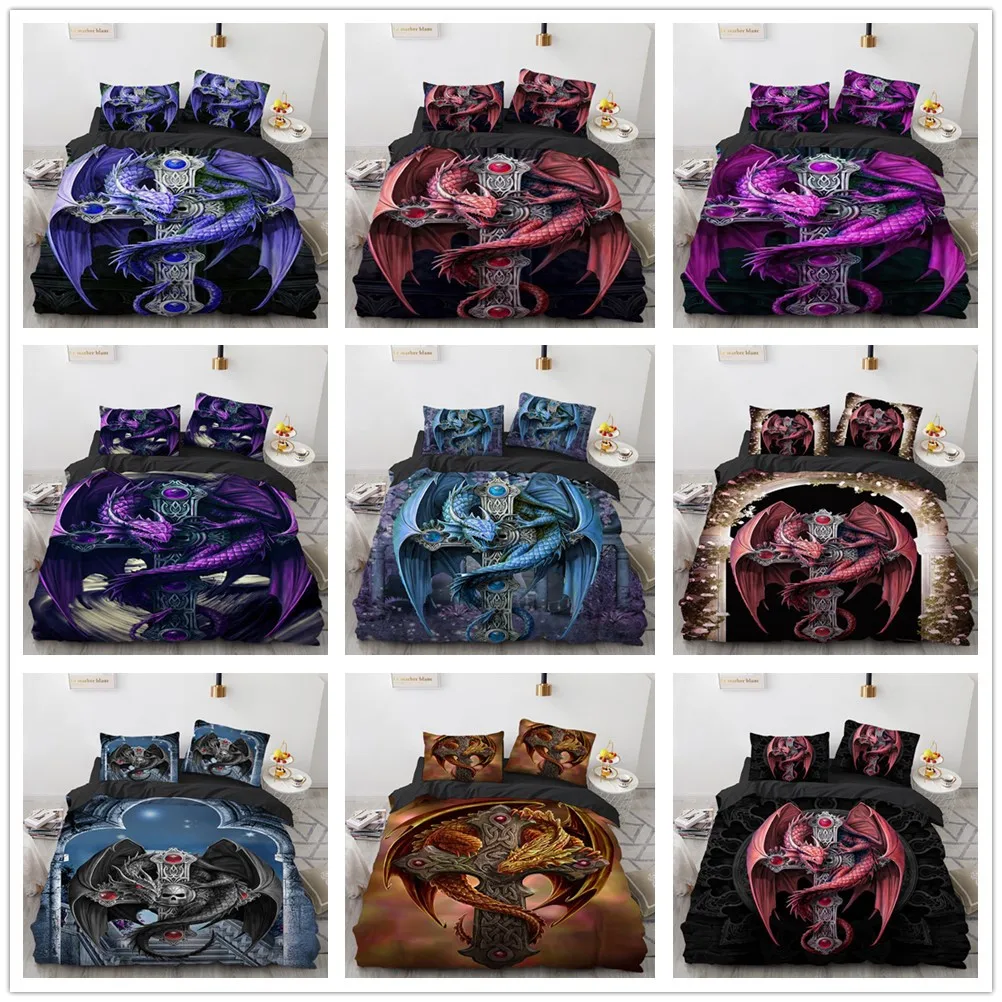 

Scientisfictional Dragon Bedding Set Duvet Cover With Pillowcase Twin Full Queen King Bedclothes Bedroom Decor