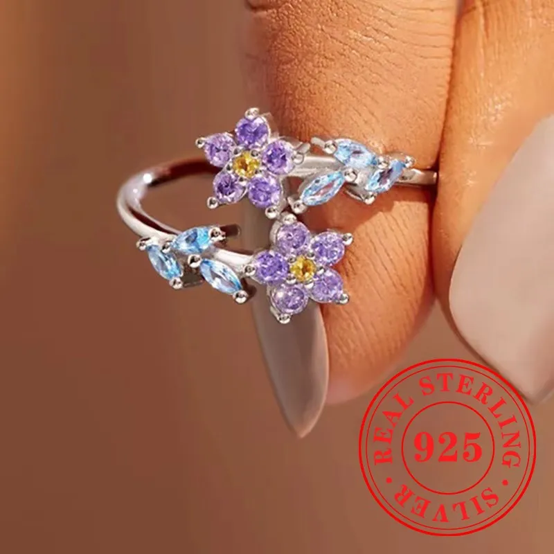 Huitan Эстетическое регулируемое кольцо из стерлингового серебра 925 пробы женские