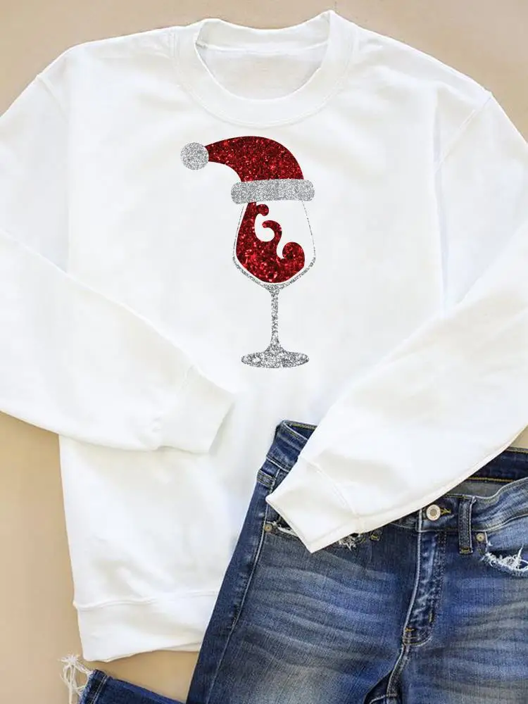 

Wine Love Sweet 90s Graphic Sweatshirts Women Print Fashion Wear Pullovers Merry Christmas Happy Holiday New Year Clothing