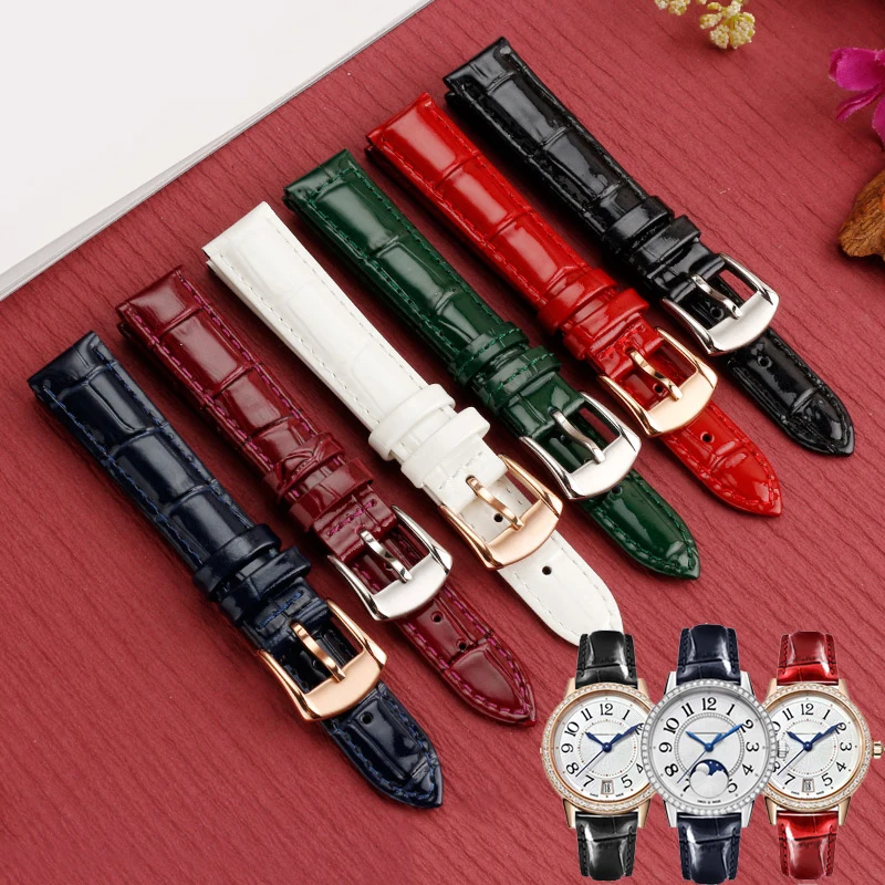 

12 14 15 16 18mm High quality bright Fashion Watch Strap women genuine Leather Watch band For Casio Tissot fossil Cartier tank