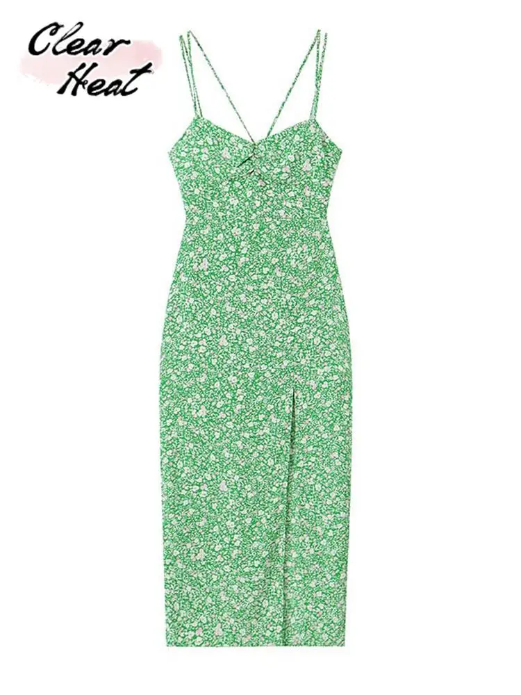 

Elegant Floral Print Strap Maxi Dresses For Women Sexy Sleeveless V Neck Backless Long Robe Fashion Ladies Party Causal Outfits