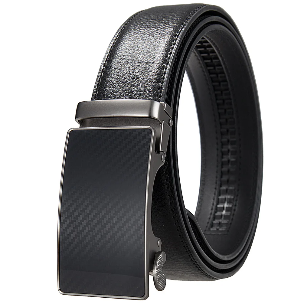 Мужской ремень из натуральной кожи с автоматической металлической пряжкой
