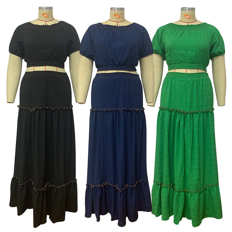 Women's Sequin Dress Solid Dress Sets Elastic Waist  Floor-Length Plus Size Women Clothing 2022 Fashion Sexy Dress Short Loose