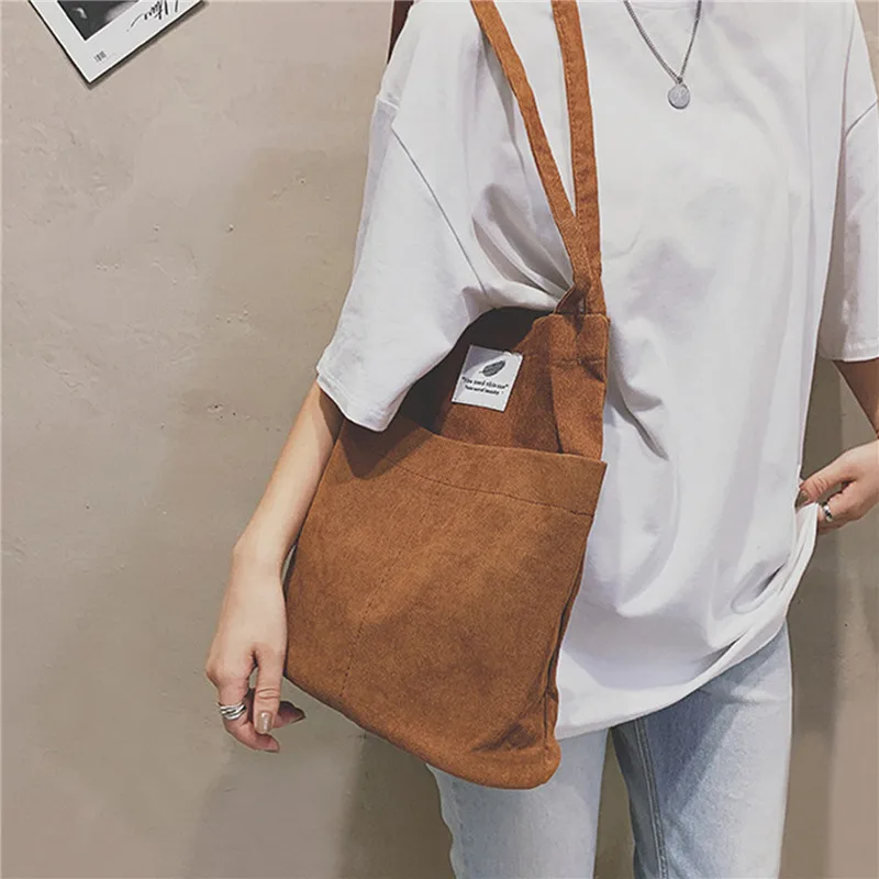 

Women Solid Corduroy Shoulder Bags Shopping Bag Tote Package Crossbody Bags Purses Casual Handbag For Women Bookbag 2023
