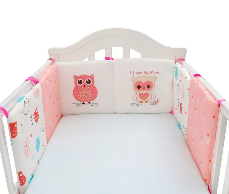 

6Pcs/Set Infant Cartoon Owl Crib Bumper Bed Protector Baby Kids Cotton Cot Nursery Bumper Baby Bed Anti-collision Fence