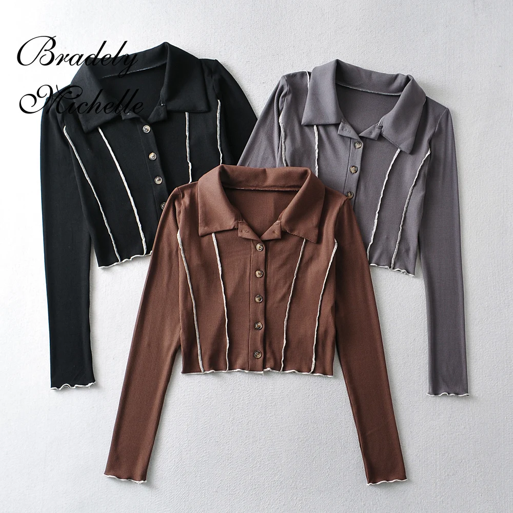 

Summer Imitation Mink Knitted Hair Sexy Knitted Tight-fitting Thin Cropped Cardigan Short-sleeve Vintage Topstitched Lapel