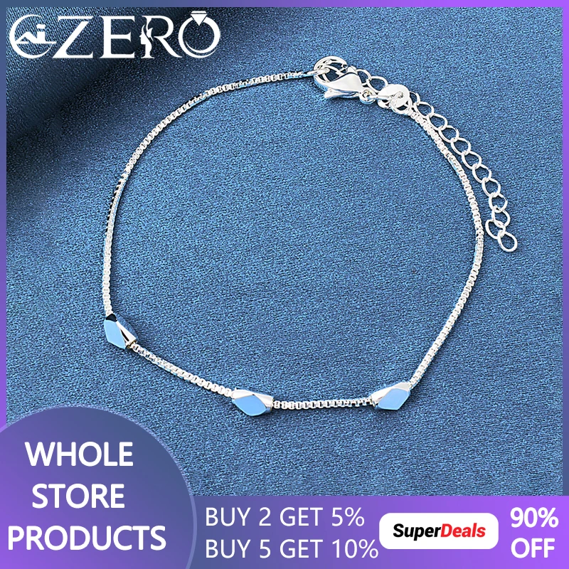 

Hot New 925 Sterling Silver Rhombus Beads Box Chain Bracelets For Women Wedding Fashion Party Charm Jewelry