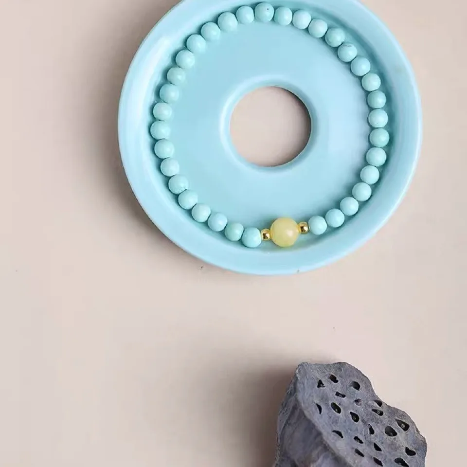 Новый китайский браслет Sle TikTok из натуральной бирюзы круглые бусины пчелиного