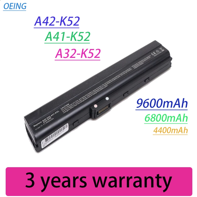 

9600 New laptop battery for Asus A52 A52J A52F A52JB A52JK A52JR K42 K42F K42JB K42JK K52F K52J A31-K52 A32-K52 A41-K52 A42-K52