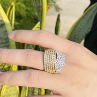 threegraces elegant shiny micro pave cubic zirconia two tone gold plated women adjustable size wedding bridal ring jewelry rg162