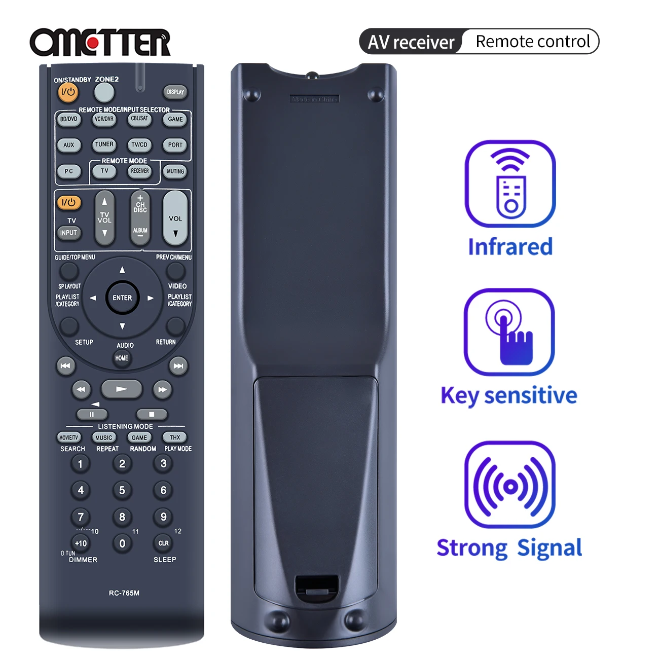 

NEW RC-765M Fit for Onkyo AV Receiver Remote Control RC-803M TX-NR717 TX-SR804S
