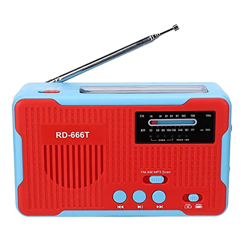 

RD666 Solar Radio Multifunctional Portable Card 2300Mah LED Torch AM FM Hand Crank Generator For Outdoor Emergency