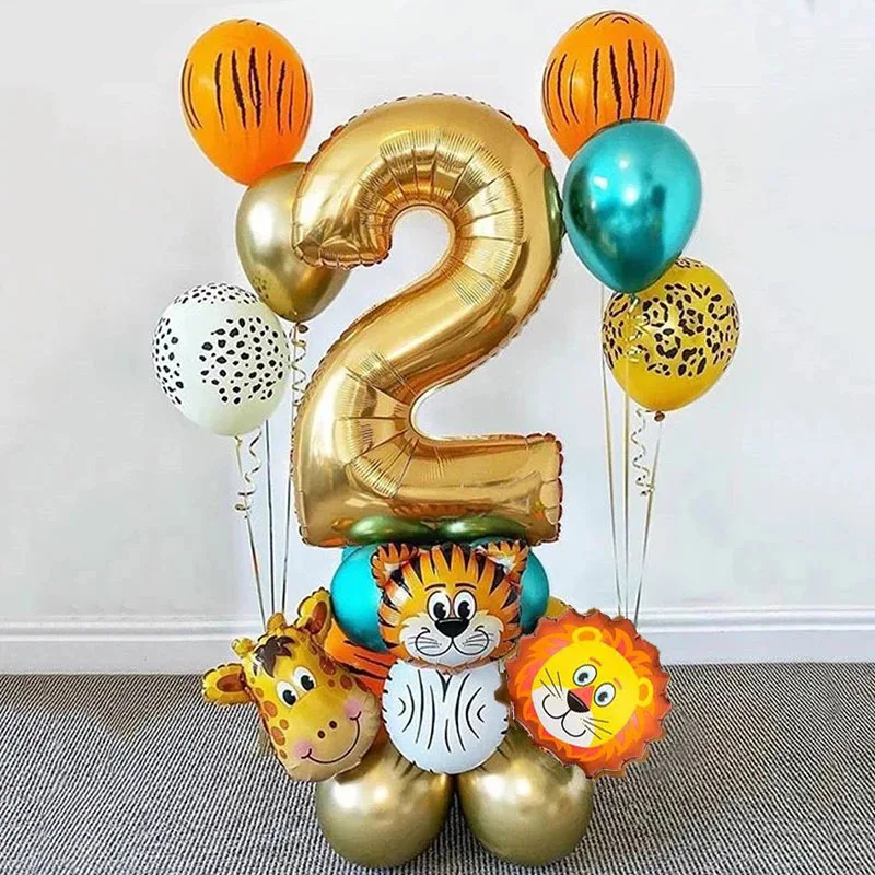 

Фольгированные шары 18 шт., TingBabyer, 2 года, животные, золото