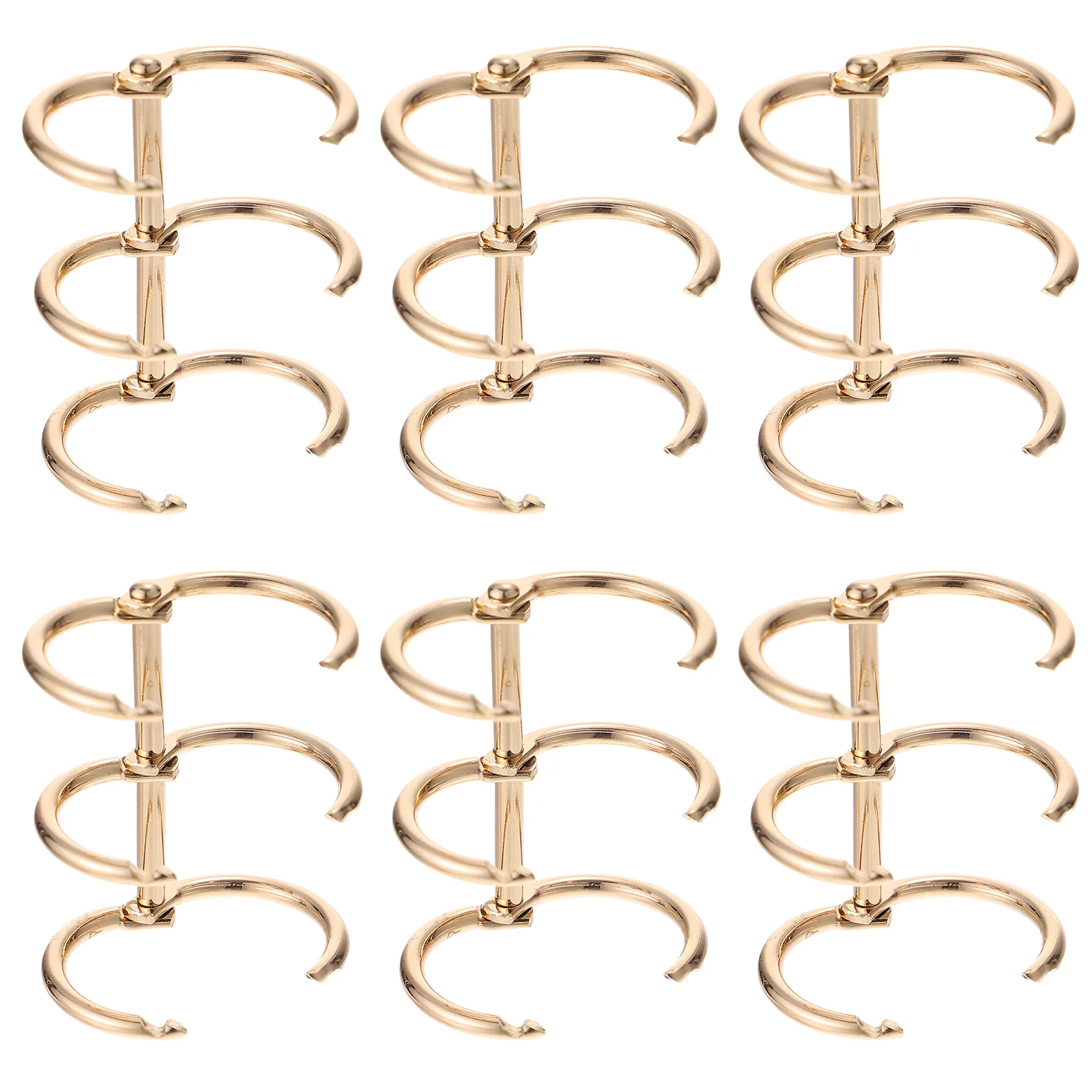 

6pcs Sturdy Three-hole Binder Rings for Notepad Loose-leaf Folders Alloy Binder Rings (Golden)
