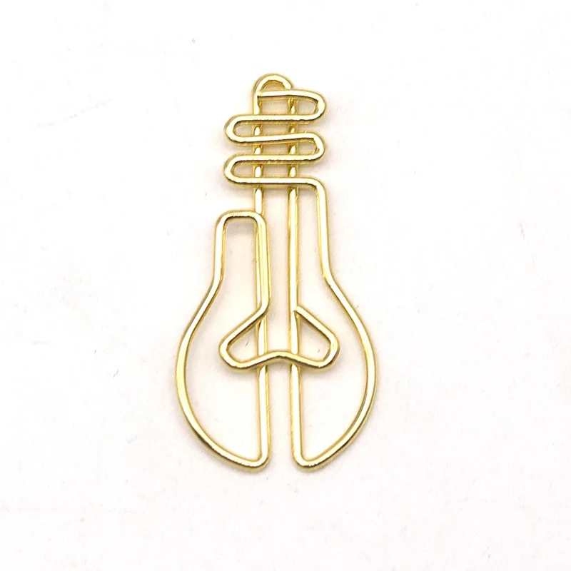 

30 шт., металлический материал, лампочка, скрепки, скрепки для бумаг, золотой цвет, Kawaii, милые зажимы для закладок, канцелярские принадлежности, офисные школьные принадлежности