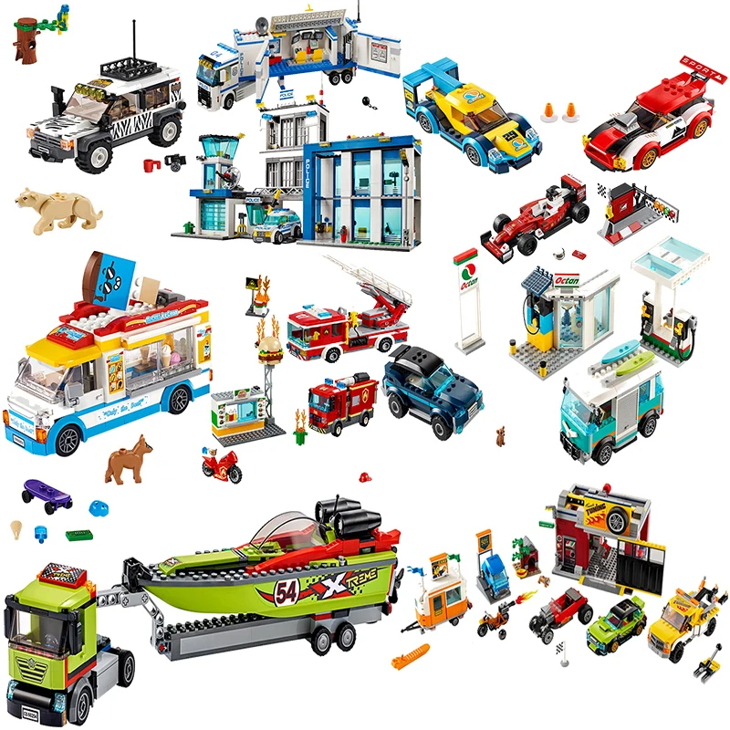 

New Urban DIY Buggy Ice Cream Car Transporter Model 3D Set Building Blocks Assembled Toys Children Christmas Gifts Boys Girls