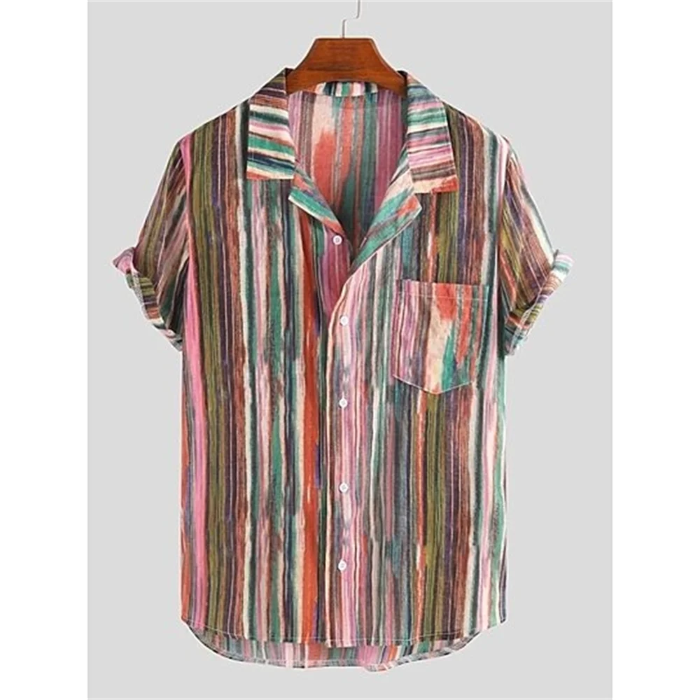 2022 New 3D Print Cuban Collar Short Sleeve Shirt Retro Fashion Summer Beach Men's Shirt S-5xl