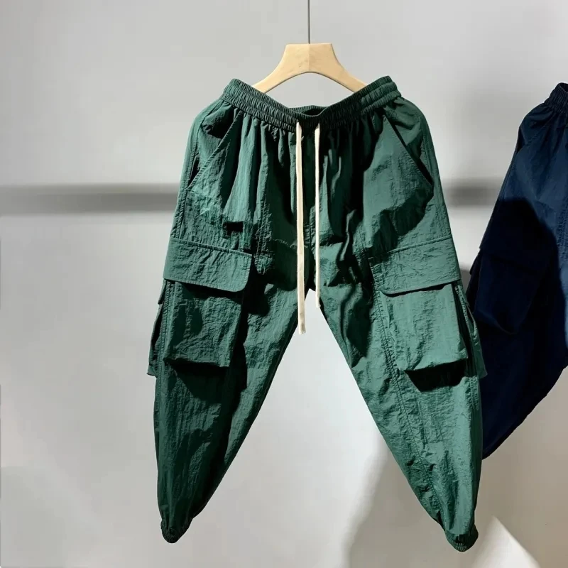 

Men Clothing Summer New 2023 Overalls Quick Dry Outdoor Baggy Casual Pants Korean Bunched Foot Nine Points Pants Vetements Homme