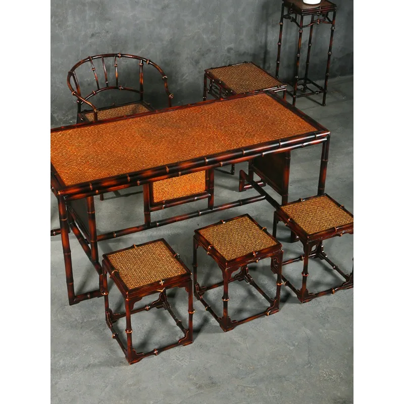 

Античная китайская лакированная бамбуковая мебель, чайный столик, квадратный чайный столик и стул, квадратный стол, чайная комната для отдыха, чай