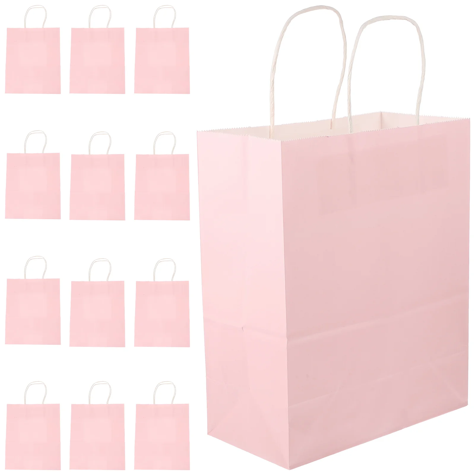 

12 Pcs Wedding Treat Bags Medium Gift Bags Christmas Goodie Bags Pink Bags Baby Shower Gift Box Pink Paper Bags