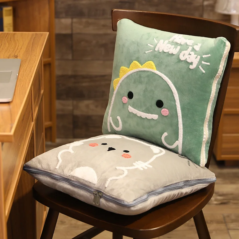 

Cartoon Rectangular Cushion Pillow Air Conditioning Blanket Nap Padding For Cushions For Decorative Sofa Decoration Home Tatami