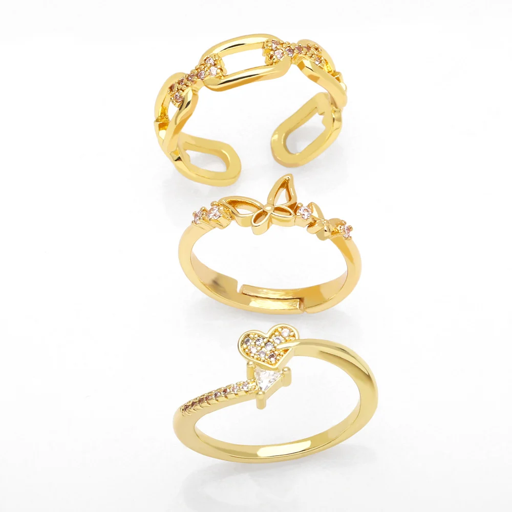 

Copper Butterfly Rings for Women Gold Plated Rings Slim Dainty Rings Heart Rings Fashion Crystal Jewelry Gifts rigp45