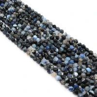 natural stone beads round cut faceted blue dragon pattern agate loose beads for jewelry making diy bracelet necklace accessories