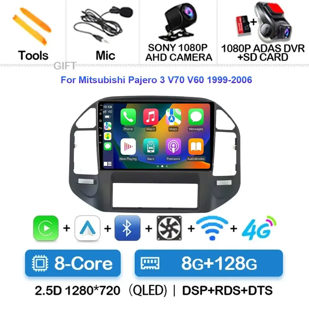 

Автомобильный радиоприемник Android 14, для Mitsubishi Pajero 3 V70 V60 1999-2006, мультимедийная навигация, GPS, беспроводной BT Carplay, стерео, сенсорный экран