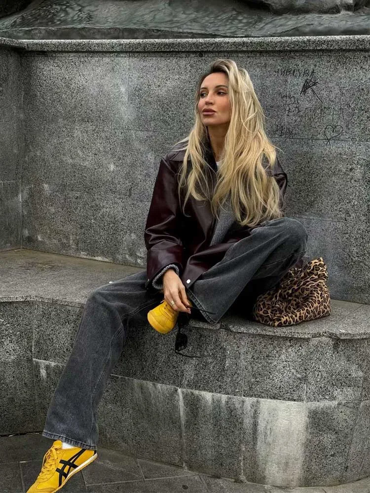 Женские куртки Leaher Женская куртка уличная одежда женская верхняя красная пальто