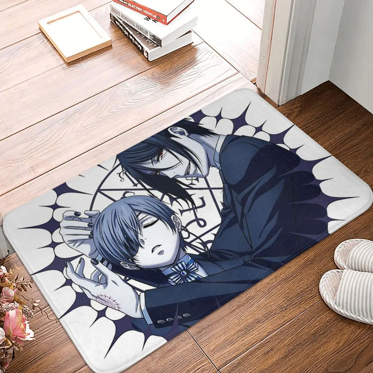 

Коврик для ванной с изображением черного двореца, демона, Себастьяна и небеса, пентаграммы, Придверный коврик, ковер для гостиной, уличный к...