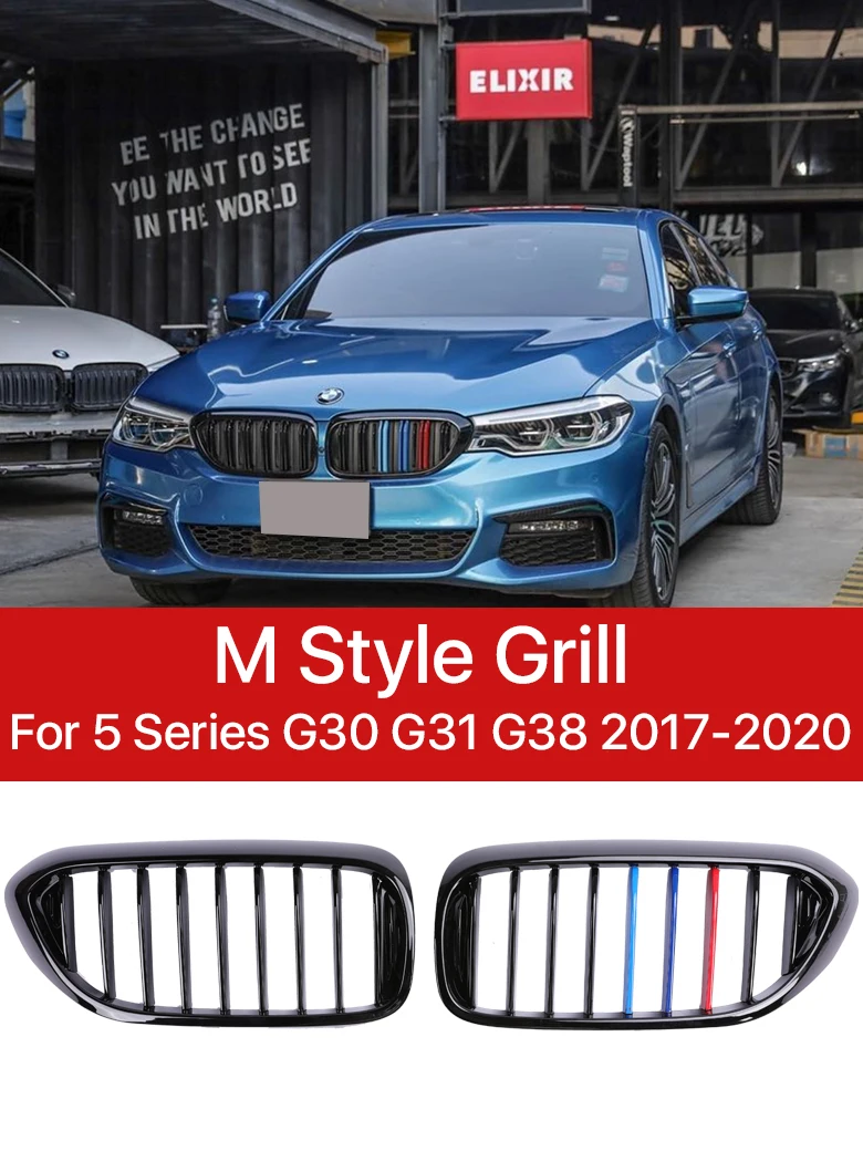 

Front Kidney Bumper Grille Facelift Carbon Fiber M Style Grills Cover For BMW 5 Series G30 G31 G38 2018 2019 2020 M5 M Sport
