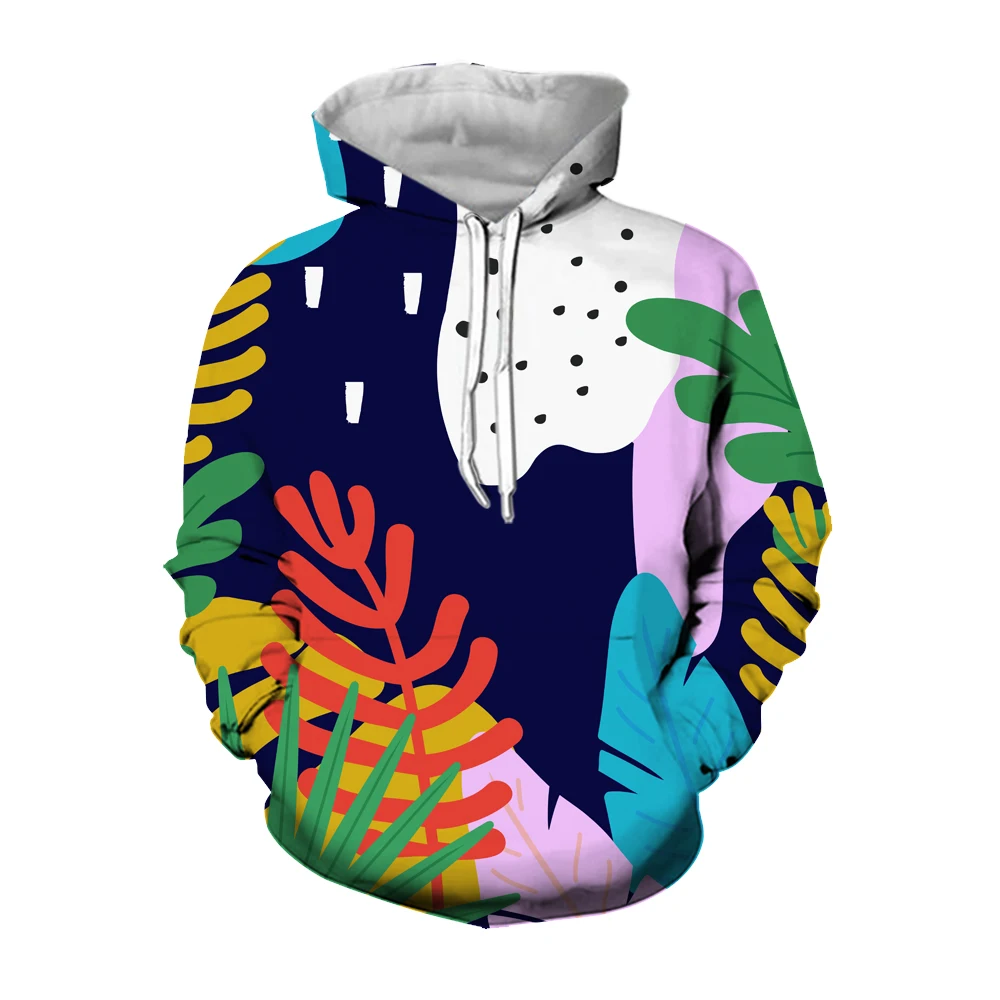 Jumeast 3D печатные мультфильмы листья цветок мужские толстовки женская уличная