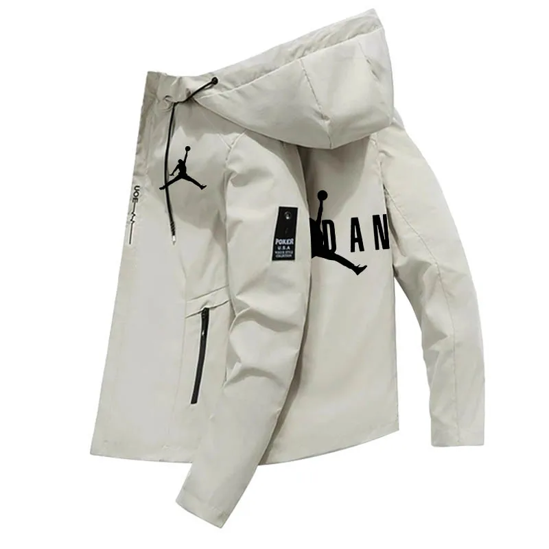 Куртка мужская демисезонная ветрозащитная с капюшоном и принтом