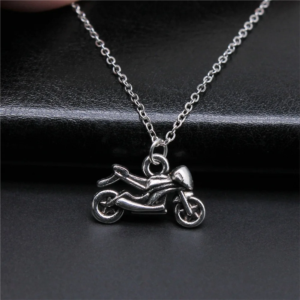 

Simple Classic Fashion 14x21mm Antique Silver Color Motorcycle Pendant Girl Women Short Chain Necklaces Choker Necklace