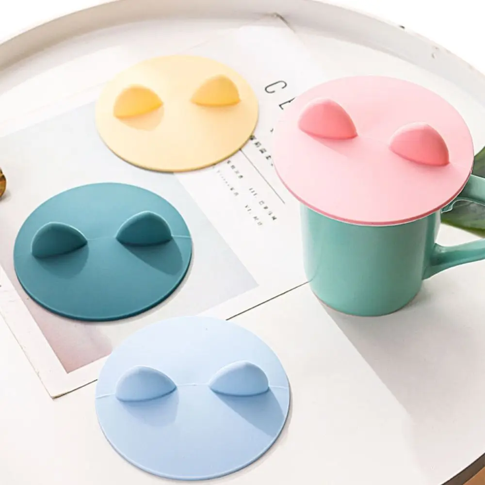 

Cute Silicone Mug Lid Dustproof Leakproof Coffee Mug Cat Ear Style Airtight Sealed Cup Cover Universal Silicone Cup Lid