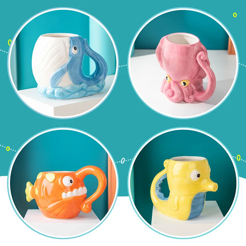 

Креативная 3D фотография, морское животное, морская лошадь, керамическая молочная чашка-осьминог, кружка, маленький цветочный горшок, подарок для друзей на день рождения