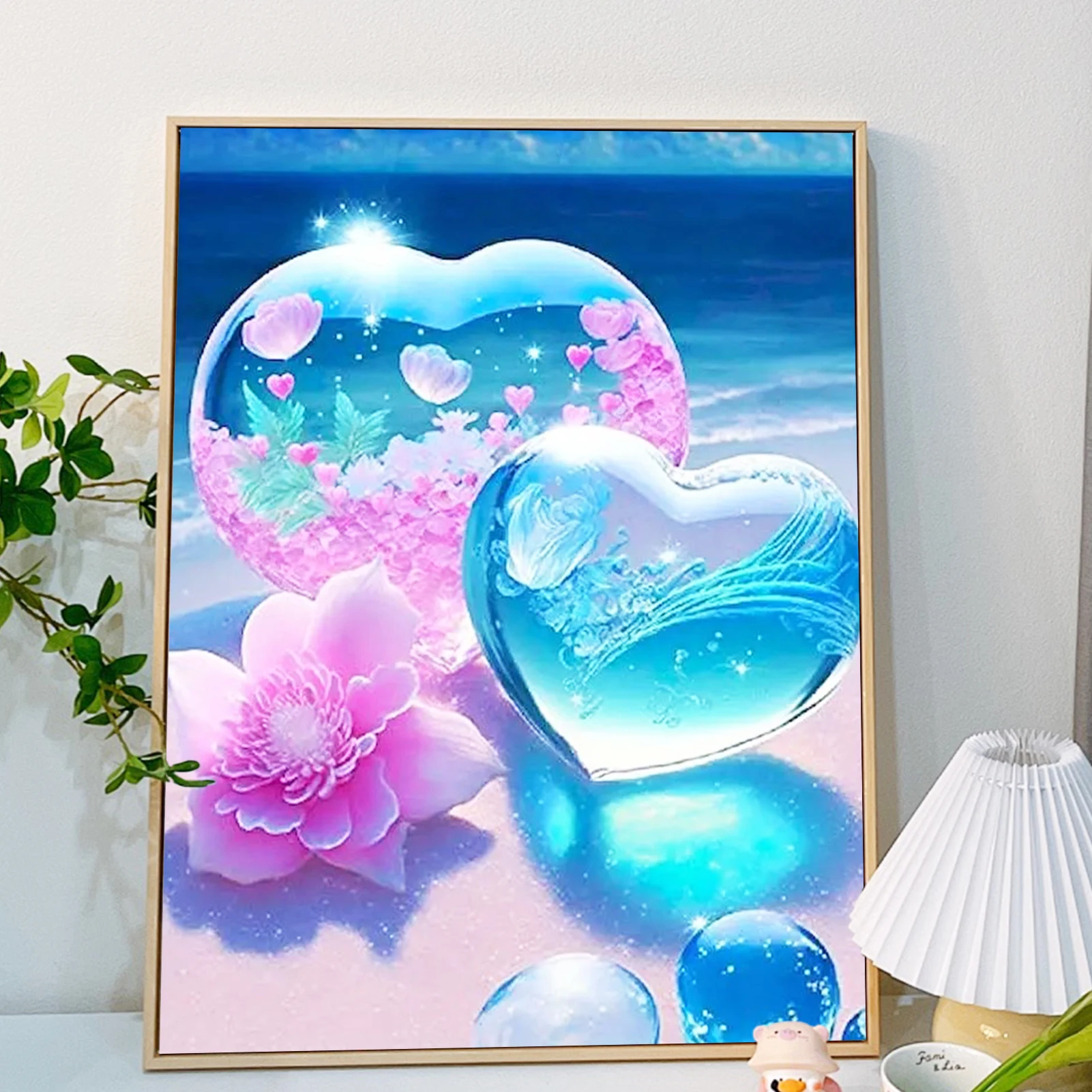 Фото Краска по номерам - 40x50 см, наборы для рисования в форме сердца для начинающих на цветном холсте, легкое искусство своими руками для домашнего декора в подарок (без рамки) №4