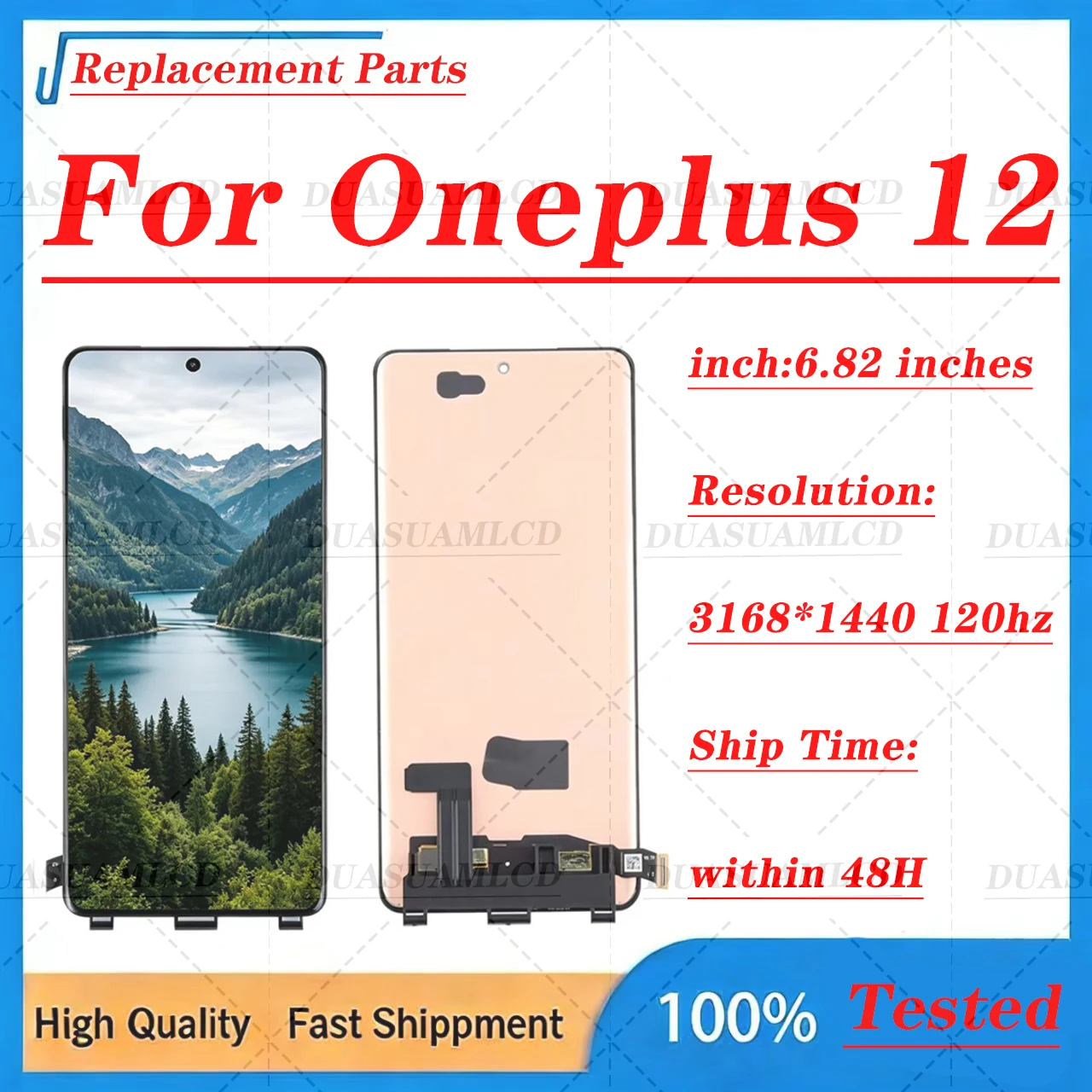 Фото Оригинальный LCD-дисплей для OnePlus 12, 6.82 дюйма, 120 Гц, 2K, AMOLED-экран с функцией сканирования отпечатков пальцев. Запасные части №2