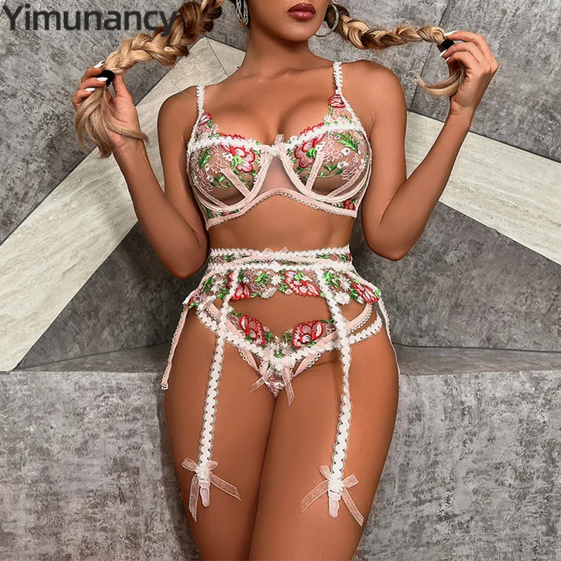 

Комплект кружевного нижнего белья Yimunancy в пасторальном стиле, маленький комплект нижнего белья контрастных цветов для девушек, милое нижне...