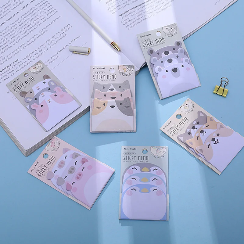 Мультяшные животные Липкие заметки Kawaii Пингвин медведь собака свинка блокнот