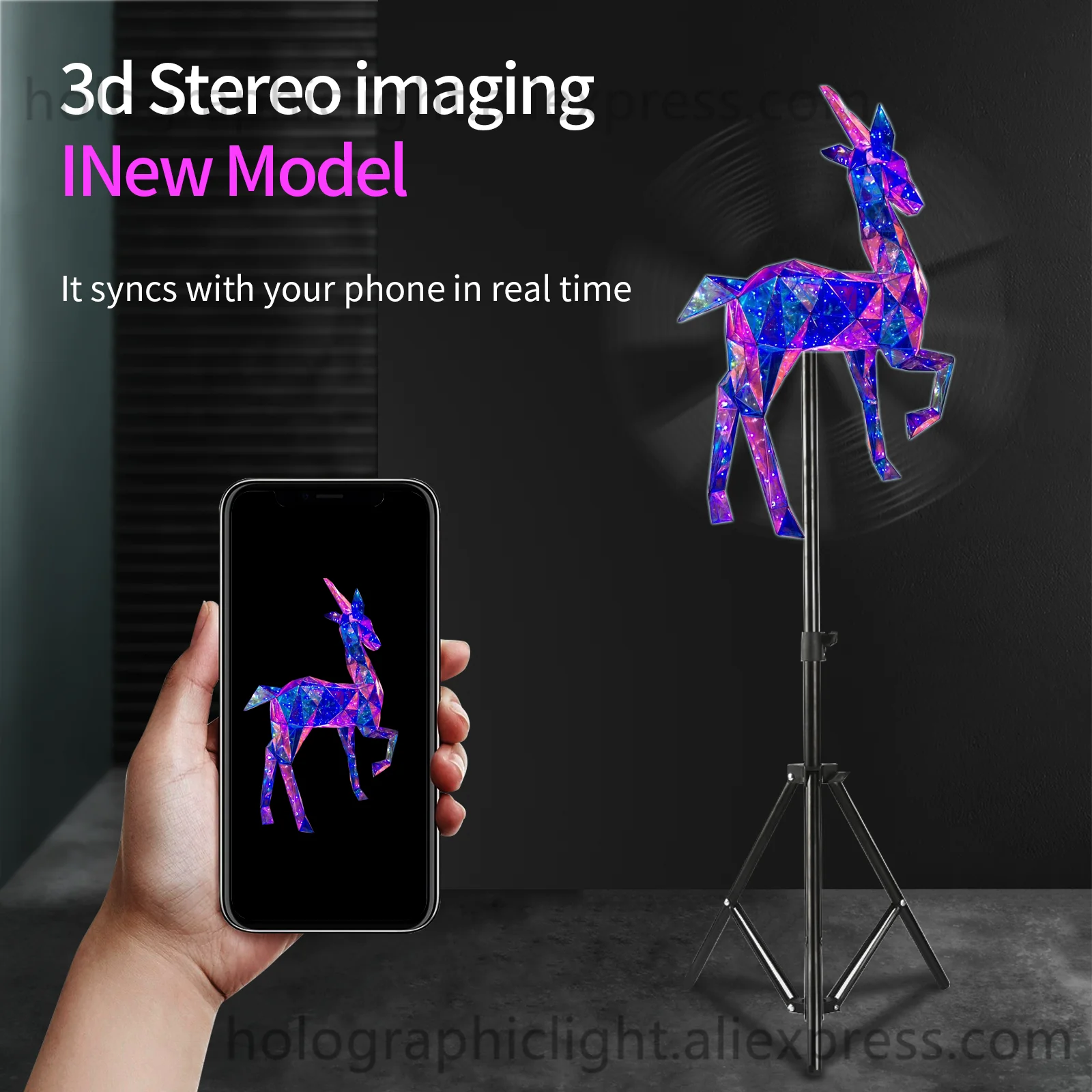 

60CM 3D Hologram Projector Fan Wifi Remote Control 720 LED Beads Led Sign 3D Holographic Lamp Advertising Display Logo Projector