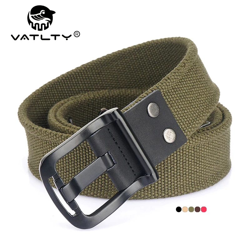 VATLTY New Men's Canvas Belt Matte Zinc Alloy Pin Buckle Comfortable Jeans Belt 120mm Thick Outdoors Waistband Girdle Male