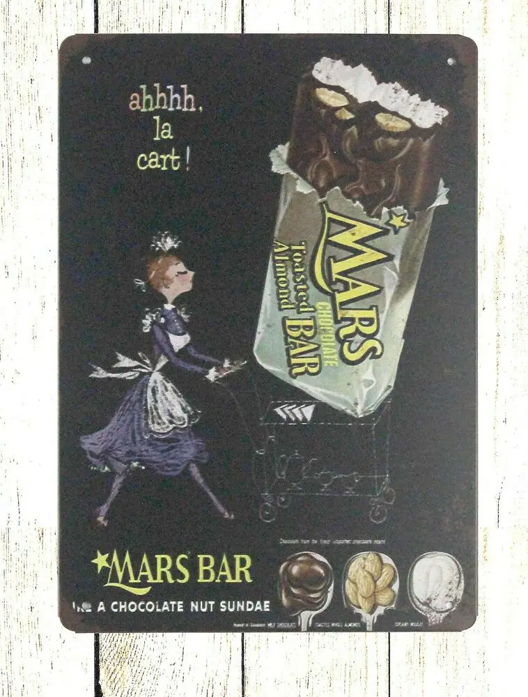 1955 Mars Chocolate bar Оловянная металлическая табличка карта мира стена - Цена: 