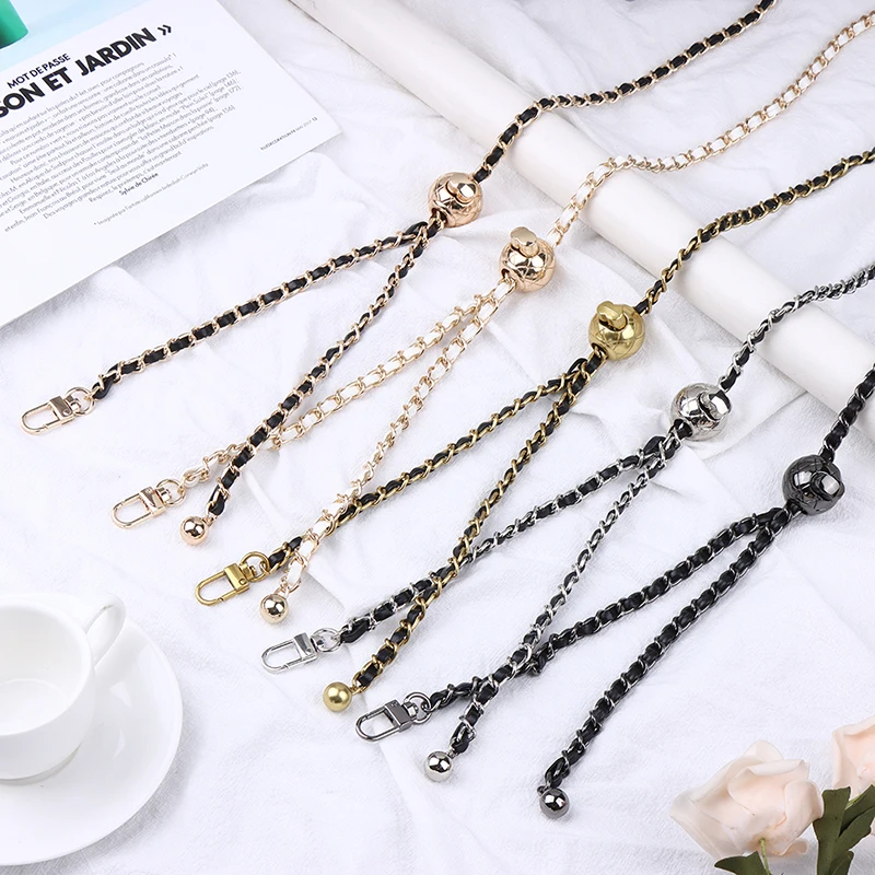 

DIY PU Leather Metal Bag Strap Adjustable Shoulder Belt Chic Golden Ball For Crossbody Replacement Bag Accessories