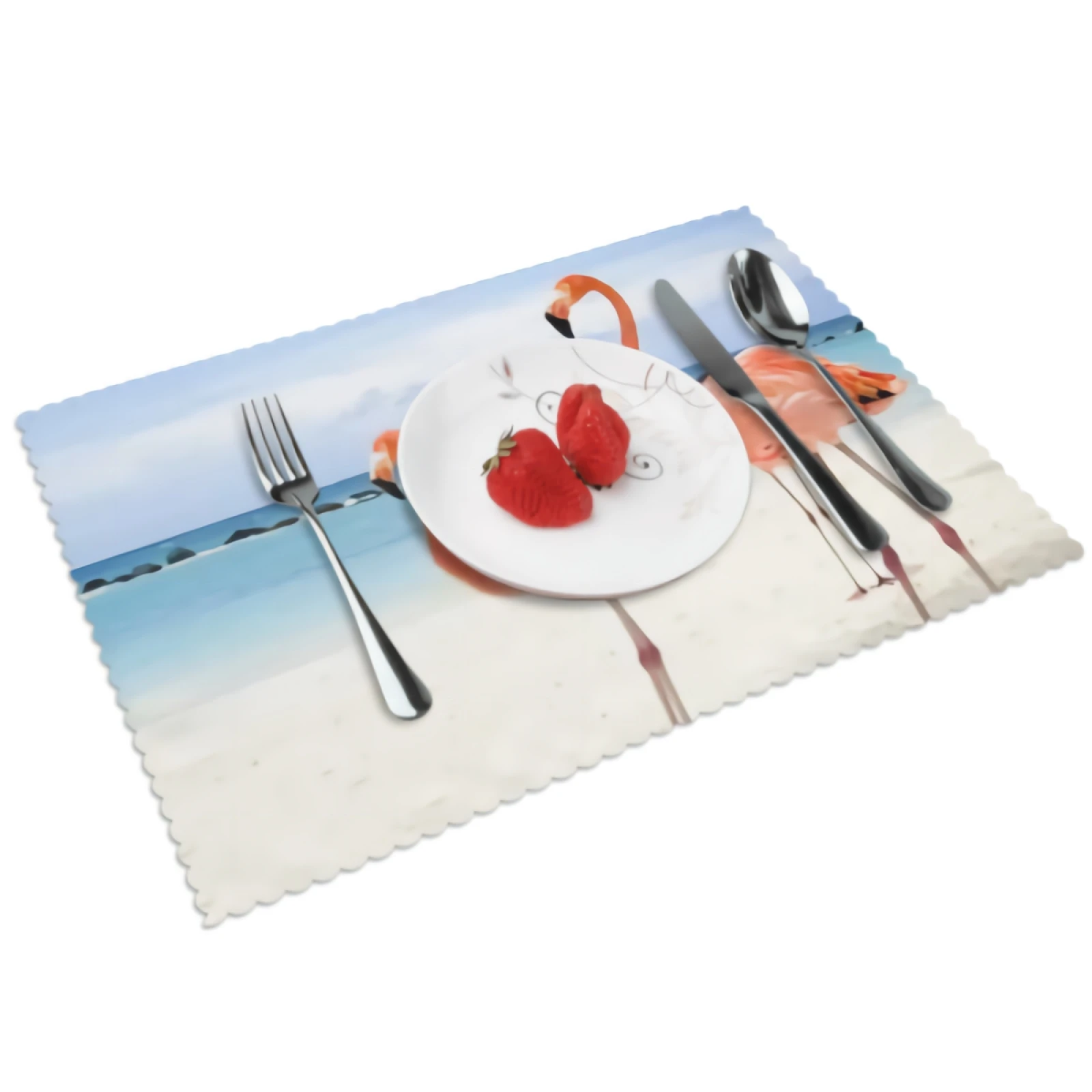 

Sandy Flamingo Placemats Summer Beach Placemat Set of 4 Heat-Resisting Non Slip Table Mats Polyeste Place Mats