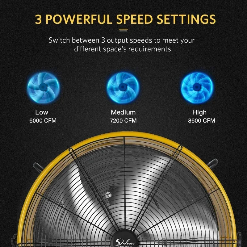 Простой роскошный 24-дюймовый сверхмощный металлический Стандартный вентилятор